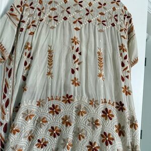 Johnny Was Aubrey Multicolor Embroidered Top